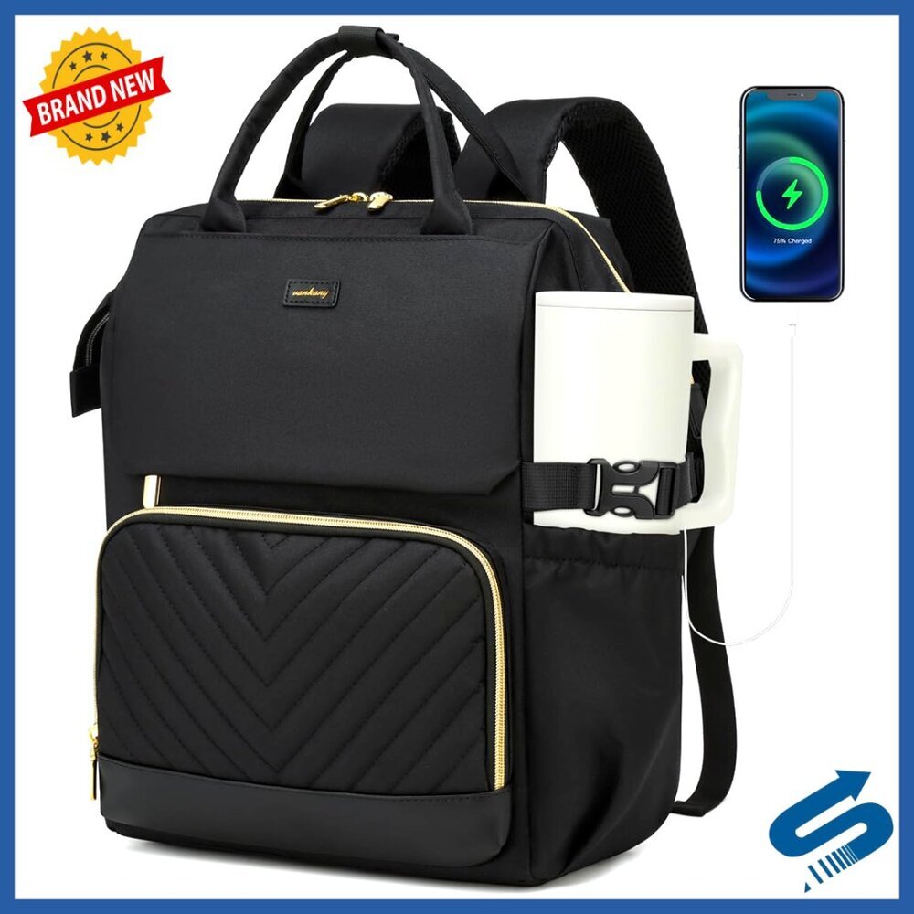 Large Capacity Laptop Backpack with USB Charger Travel Friendly Work Bag
